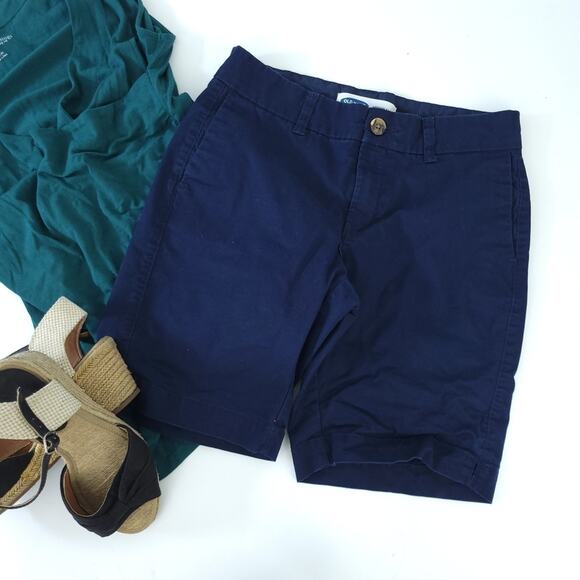 Old Navy Everyday Short Size 0 Women Navy Blue Chino 9" Inseam Bermuda Long - Picture 1 of 5